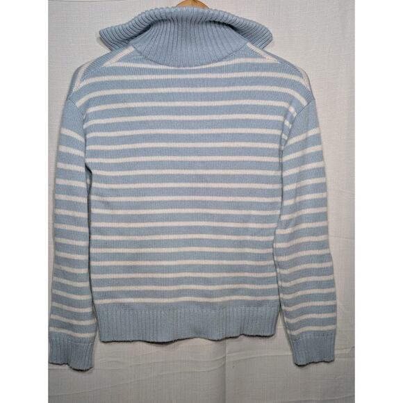 Nordstrom Women's Collared Popover Knit Sweater Sz XXS Blue White Stripes Preppy - Picture 3 of 7
